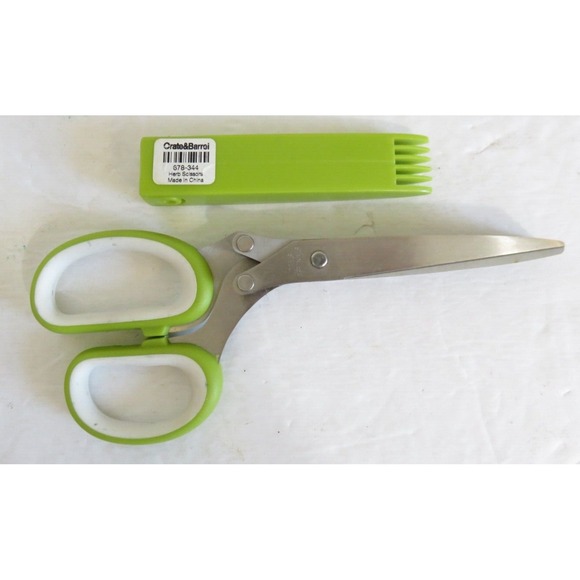 Crate & Barrel Herb Scissors 5 Blade Stainless Steel w/Cover Green‎ - Picture 8 of 9